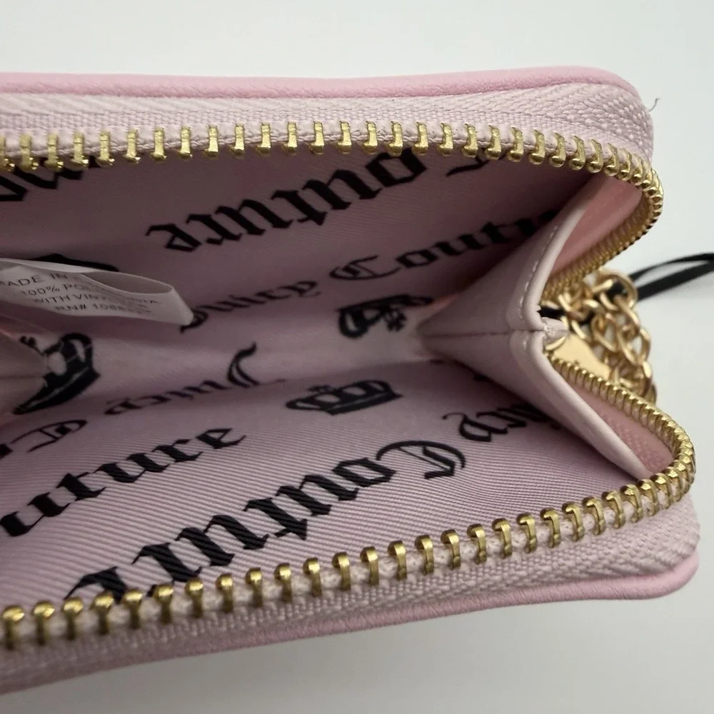 Juicy Couture Dreamy Shoulder Bag & Matching Zip Card Case Raspberry Velour NWT